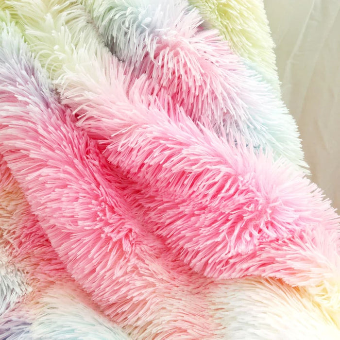 Soft Rainbow Faux Fur Blanket