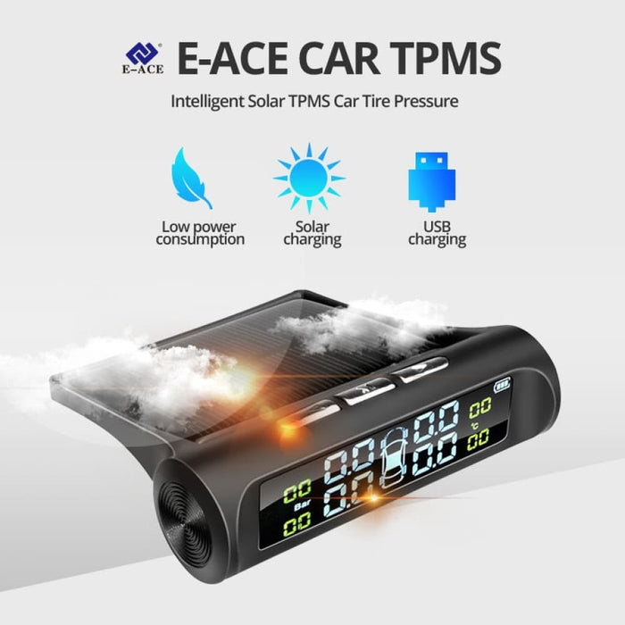 Solar Power Tpms Car Tire Pressure System With Alarm