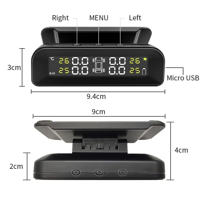 Solar Power Tpms Car Tire Pressure System With Alarm