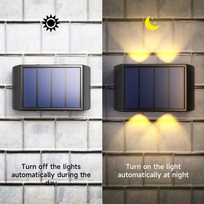 Solar Wall Lamp Outdoor 4led Warm Light Waterproof Up