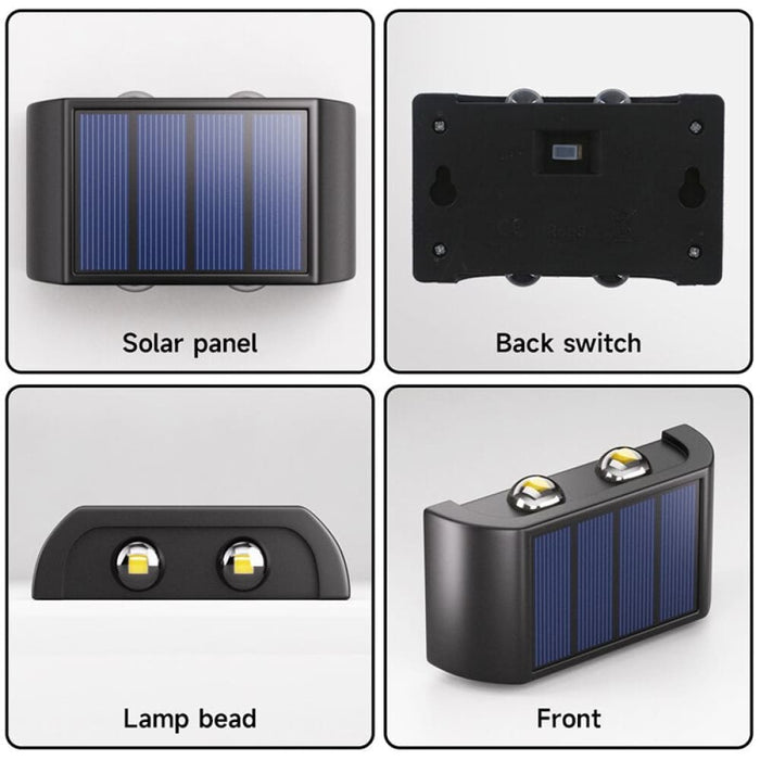 Solar Wall Lamp Outdoor 4led Warm Light Waterproof Up