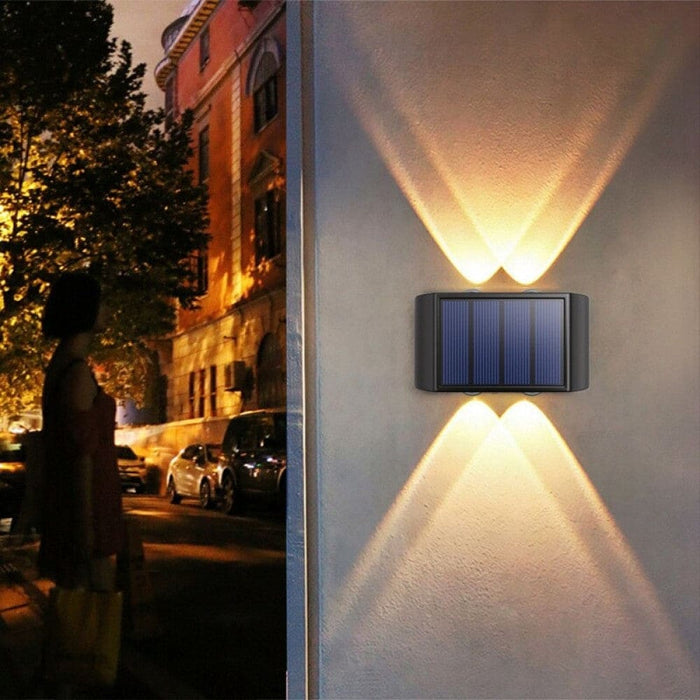 Solar Wall Lamp Outdoor 4led Warm Light Waterproof Up