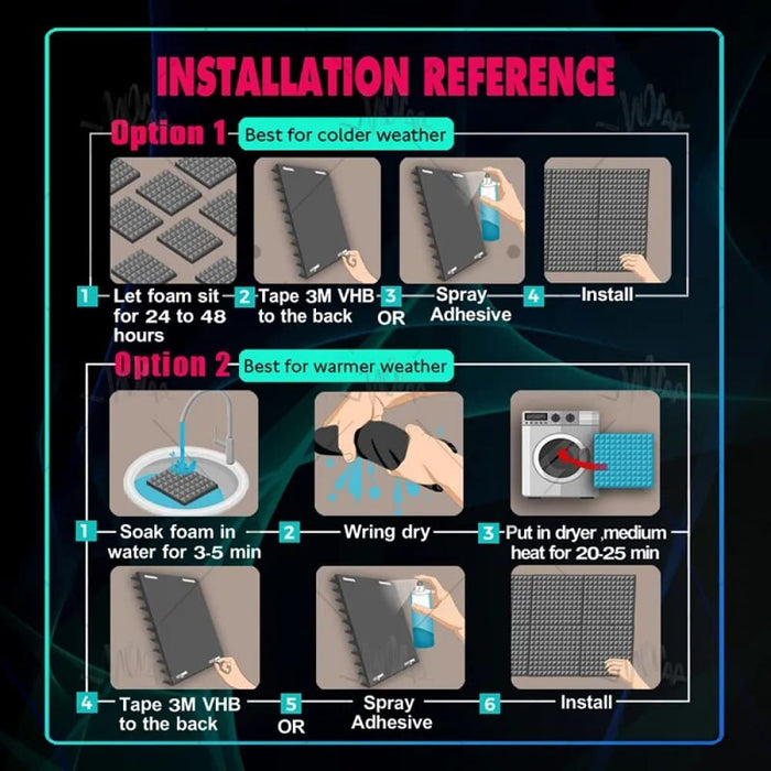 Sound Absorption Treatment Panel 6/12/24pcs Egg Crate