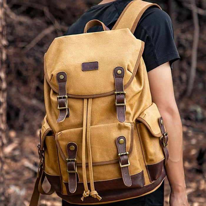 Spacious Retro Canvas Backpack For Travel