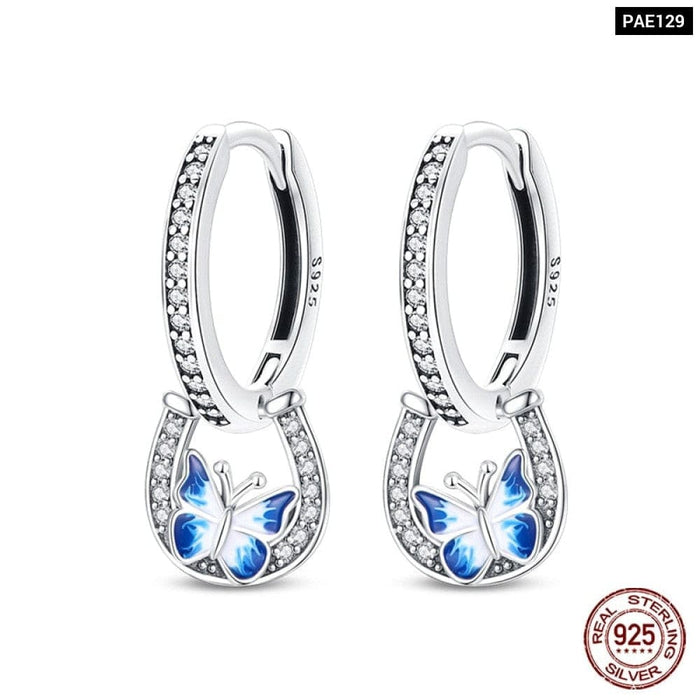 Sparkling Zircon Earrings 925 Sterling Silver Colourful