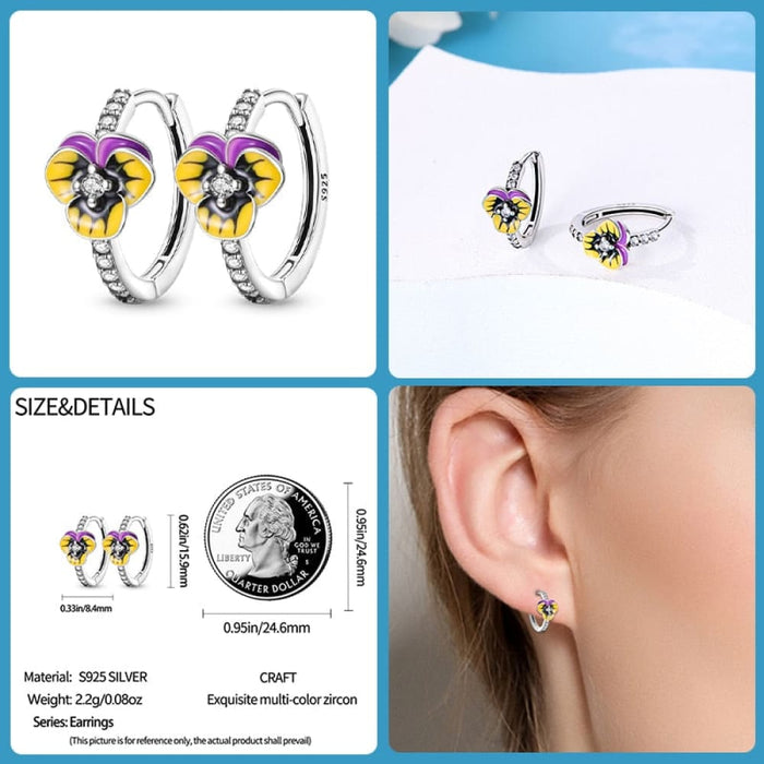 Sparkling Zircon Earrings 925 Sterling Silver Colourful