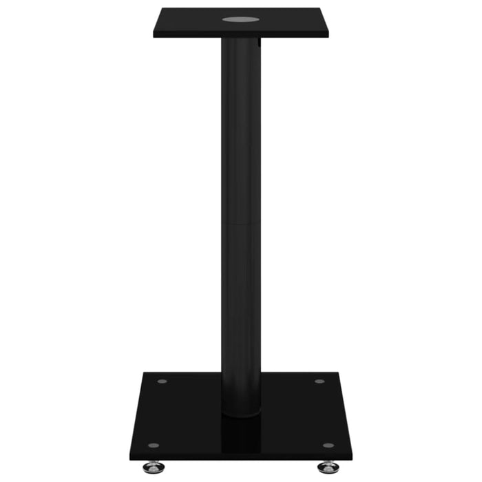 Speaker Stands 2 Pcs Black Tempered Glass 1 Pillar Design