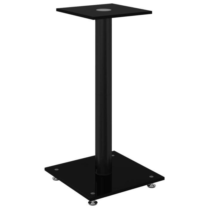 Speaker Stands 2 Pcs Black Tempered Glass 1 Pillar Design