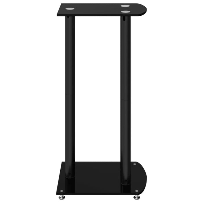 Speaker Stands 2 Pcs Black Tempered Glass 3 Pillars Design