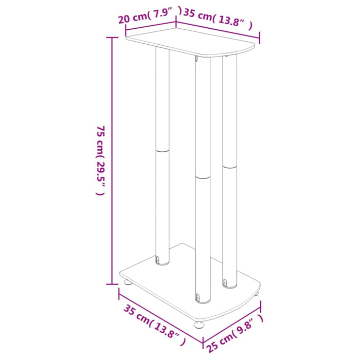 Speaker Stands 2 Pcs Black Tempered Glass 3 Pillars Design