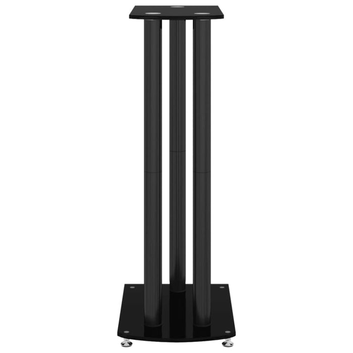 Speaker Stands 2 Pcs Black Tempered Glass 3 Pillars Design