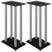 Speaker Stands 2 Pcs Black&silver Tempered Glass 4 Pillars