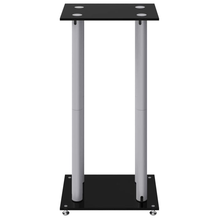 Speaker Stands 2 Pcs Black&silver Tempered Glass 4 Pillars