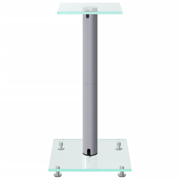 Speaker Stands 2 Pcs Silver Tempered Glass 1 Pillar Design