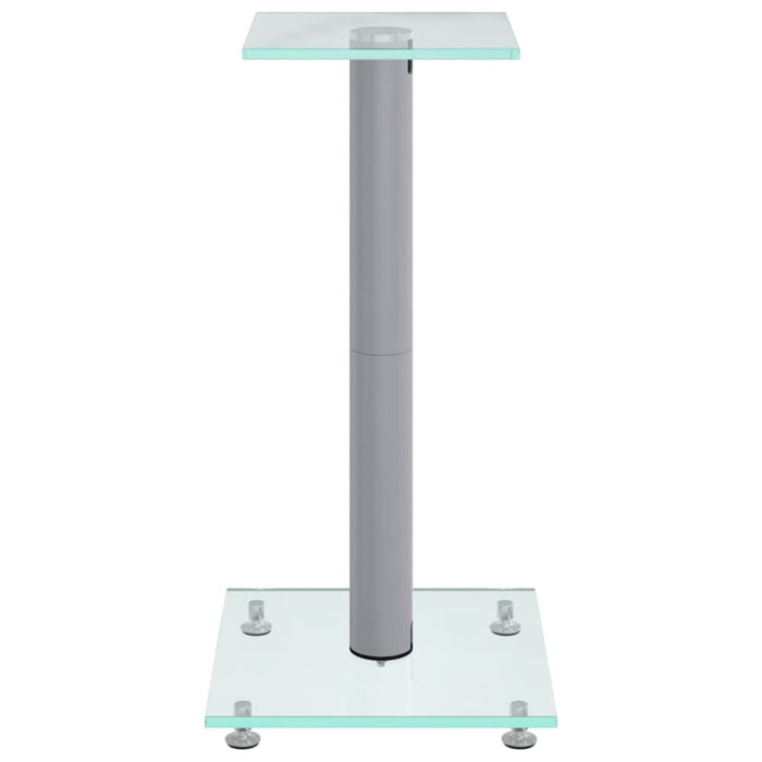 Speaker Stands 2 Pcs Silver Tempered Glass 1 Pillar Design