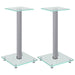 Speaker Stands 2 Pcs Silver Tempered Glass 1 Pillar Design