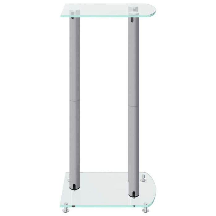 Speaker Stands 2 Pcs Silver Tempered Glass 3 Pillars Design