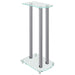 Speaker Stands 2 Pcs Silver Tempered Glass 3 Pillars Design