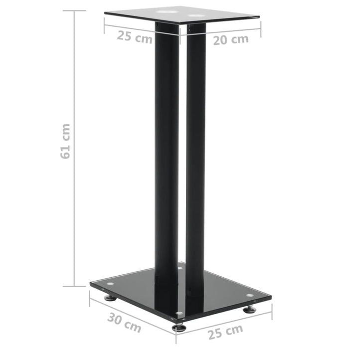 Speaker Stands 2 Pcs Tempered Glass Pillars Design Black