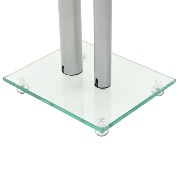 Speaker Stands 2 Pcs Tempered Glass Pillars Design Silver