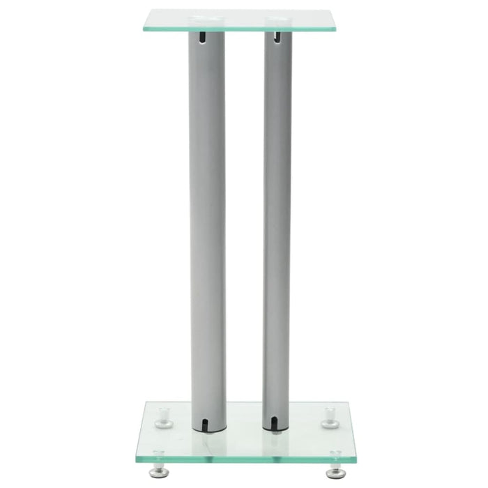 Speaker Stands 2 Pcs Tempered Glass Pillars Design Silver