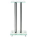 Speaker Stands 2 Pcs Tempered Glass Pillars Design Silver