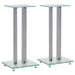 Speaker Stands 2 Pcs Tempered Glass Pillars Design Silver