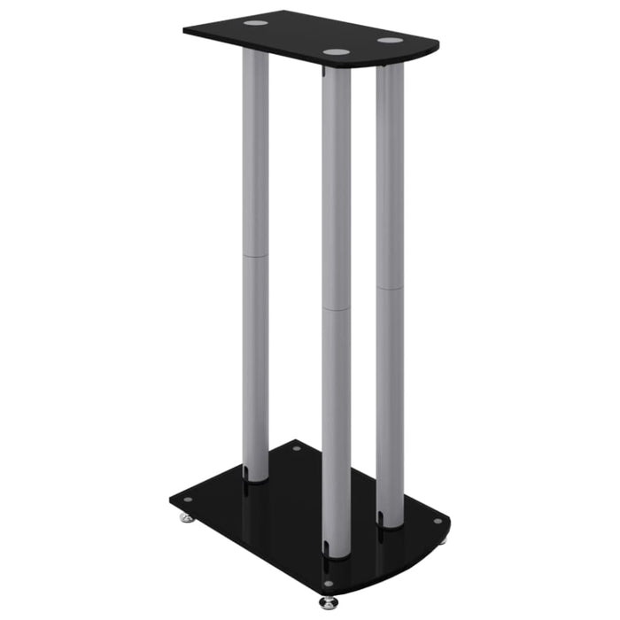 Speaker Stands 2pcs Black&silver Tempered Glass 3 Pillars