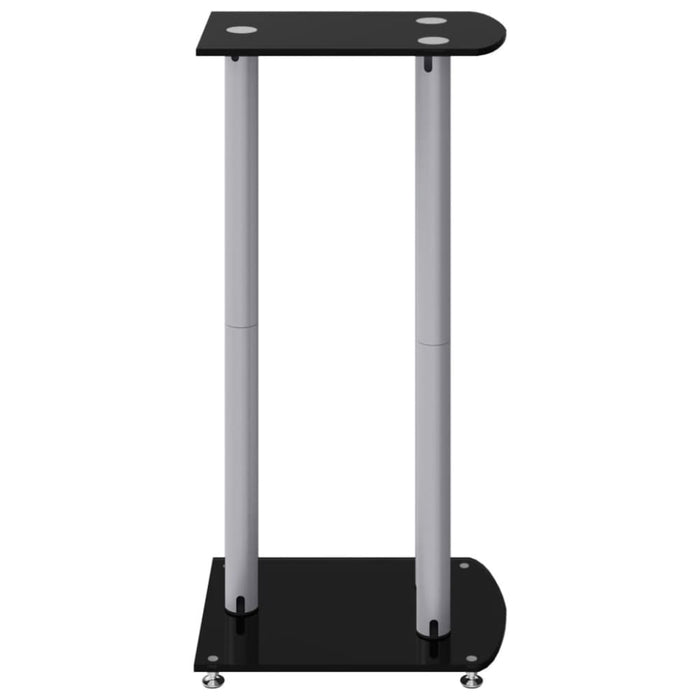 Speaker Stands 2pcs Black&silver Tempered Glass 3 Pillars