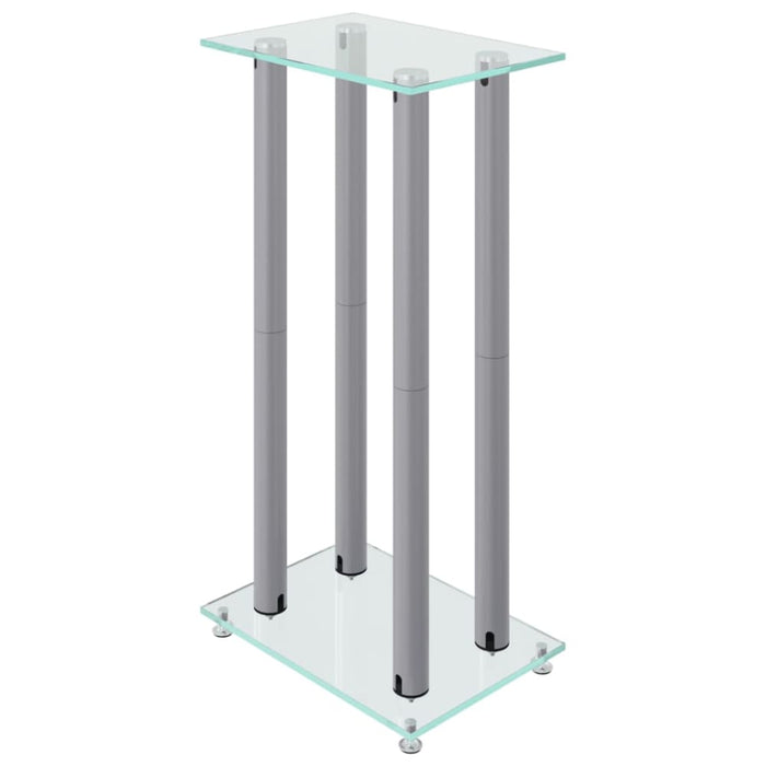 Speaker Stands 2pcs Silver Tempered Glass 4 Pillars Design