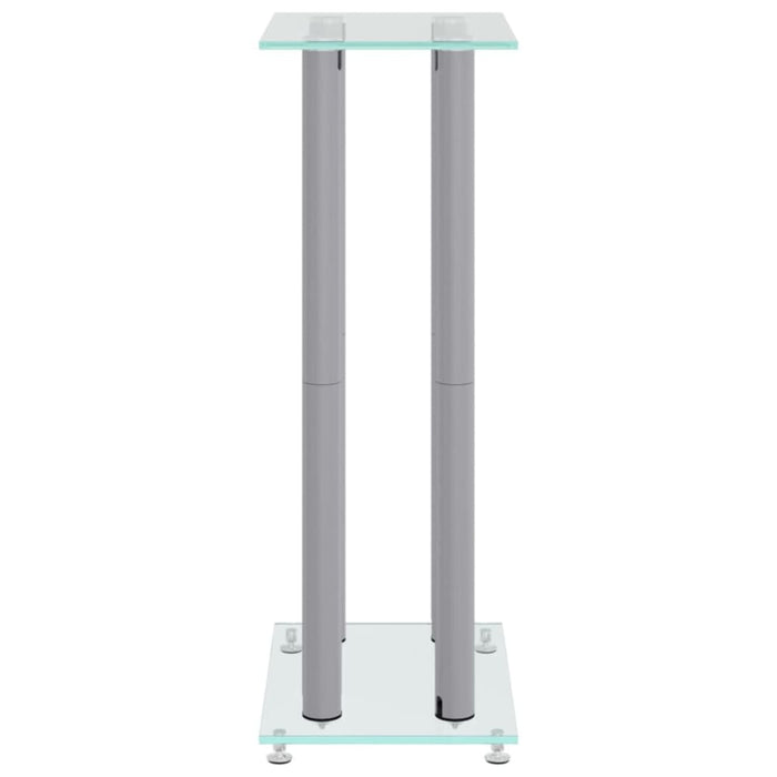 Speaker Stands 2pcs Silver Tempered Glass 4 Pillars Design