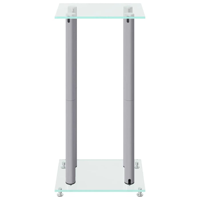 Speaker Stands 2pcs Silver Tempered Glass 4 Pillars Design