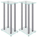 Speaker Stands 2pcs Silver Tempered Glass 4 Pillars Design