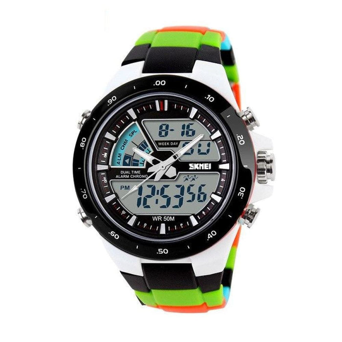 Men Sport Watch Dual Display Quartz 5bar Waterproof Watches