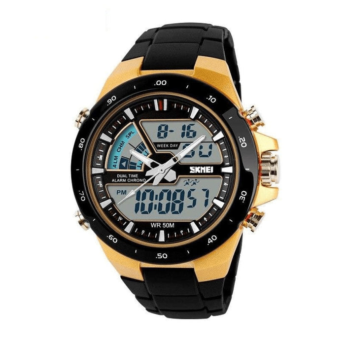 Men Sport Watch Dual Display Quartz 5bar Waterproof Watches