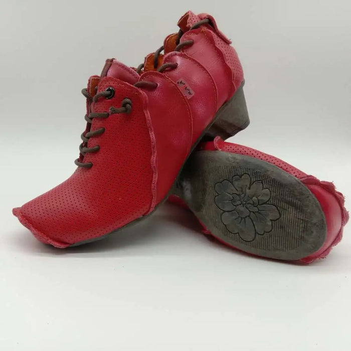 Spring And Autumn Womens Unique Solid Colour Leather Shoes