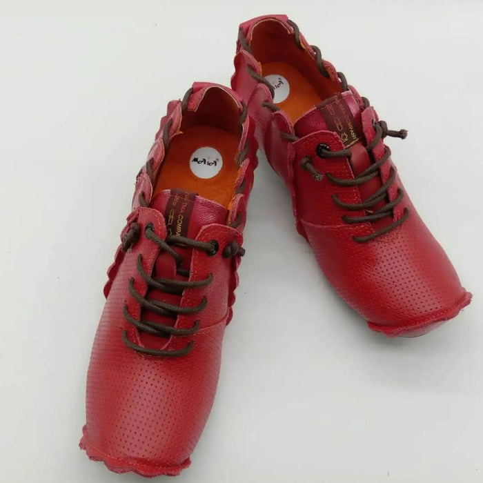 Spring And Autumn Womens Unique Solid Colour Leather Shoes