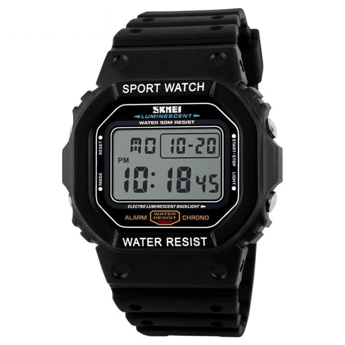 Square Design Led Waterproof Pu Strap Digital Watch