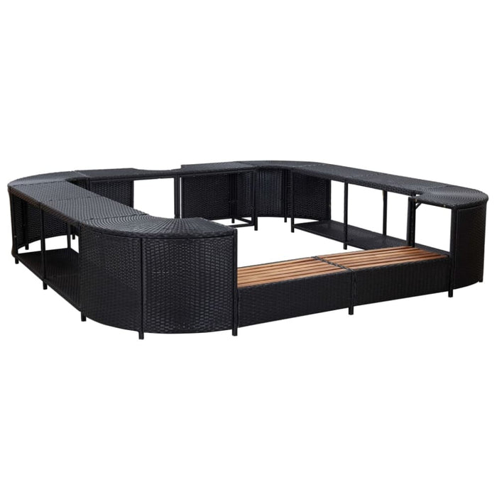 Square Spa Surround Black 268 x 55 Cm Poly Rattan Albit