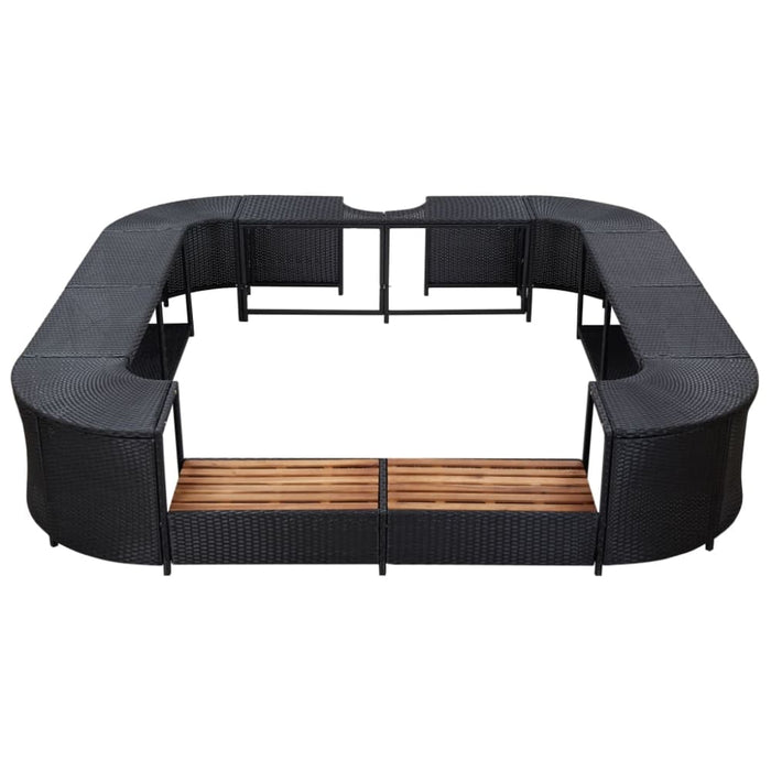 Square Spa Surround Black 268 x 55 Cm Poly Rattan Albit