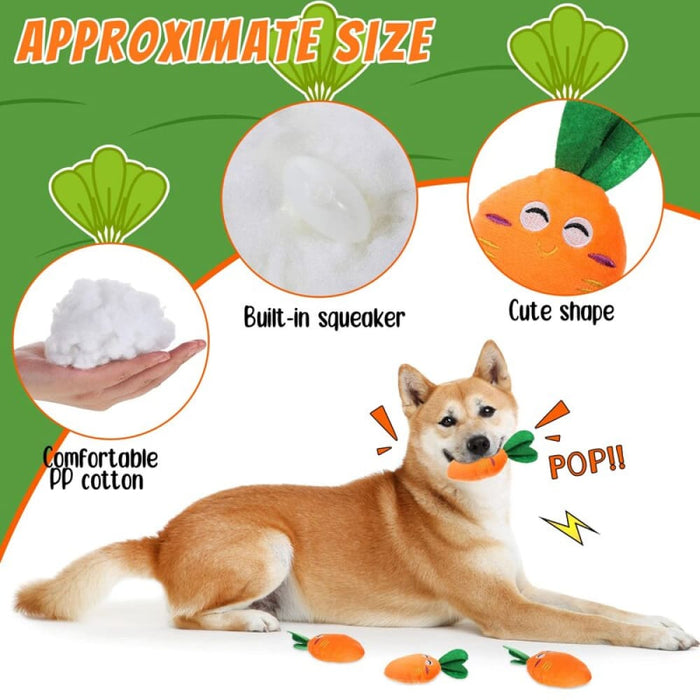 Squeaky Stuffed Soft Dog Chew Carrot Toy For Small Medium