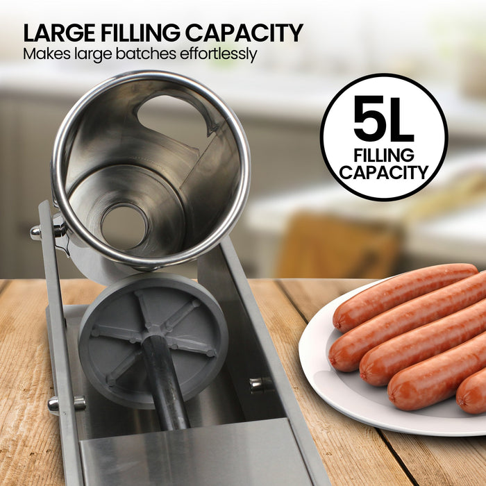 5L Stainless Steel Horizontal Sausage Stuffer