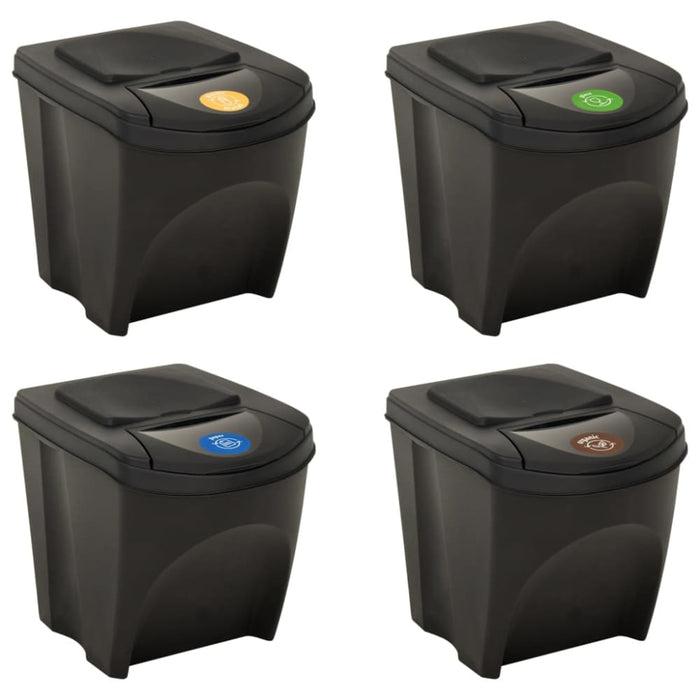 Stackable Dustbins 4 Pcs Anthracite 100 l Tolonp