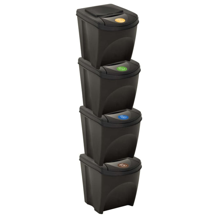 Stackable Dustbins 4 Pcs Anthracite 100 l Tolonp