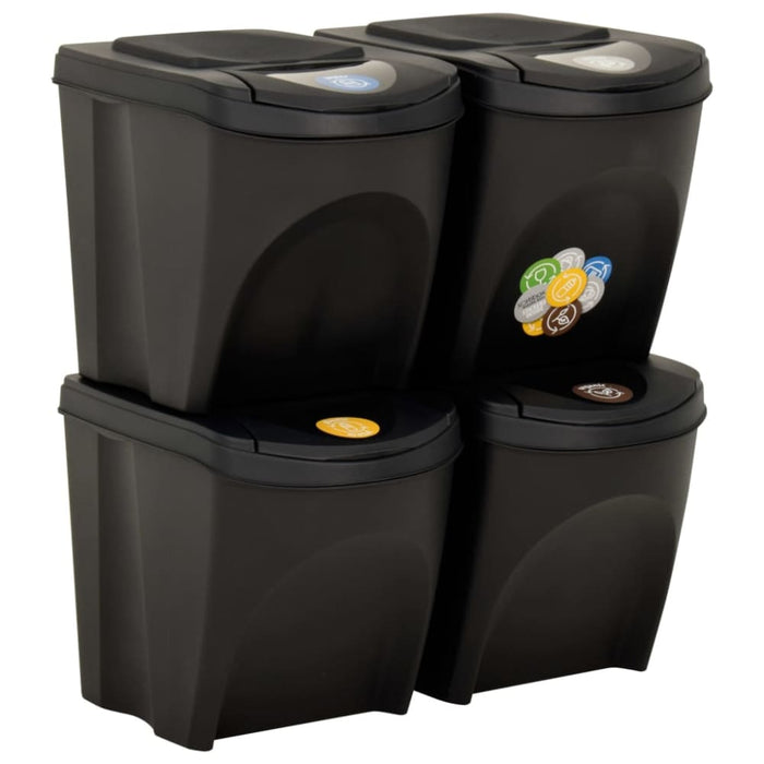 Stackable Dustbins 4 Pcs Anthracite 100 l Tolonp