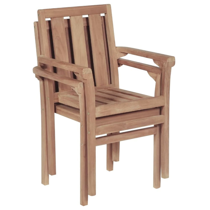 Stackable Garden Chairs 2 Pcs Solid Teak Wood Atbao