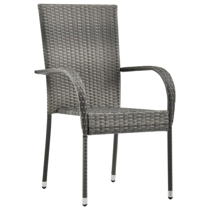 Stackable Outdoor Chairs 2 Pcs Grey Poly Rattan Alala