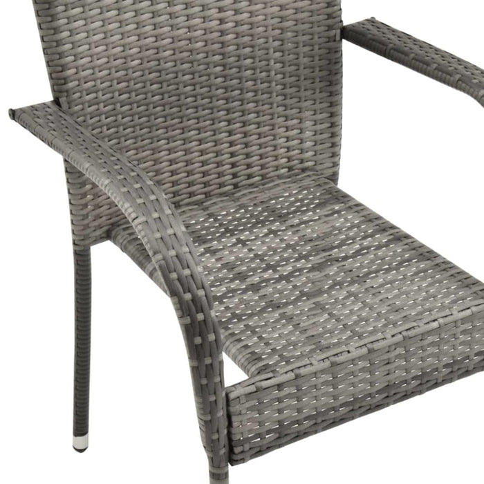 Stackable Outdoor Chairs 2 Pcs Grey Poly Rattan Alala