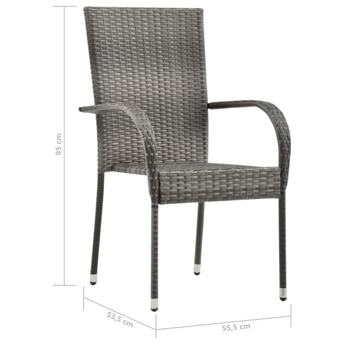 Stackable Outdoor Chairs 2 Pcs Grey Poly Rattan Alala