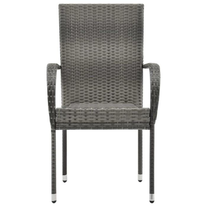 Stackable Outdoor Chairs 2 Pcs Grey Poly Rattan Alala